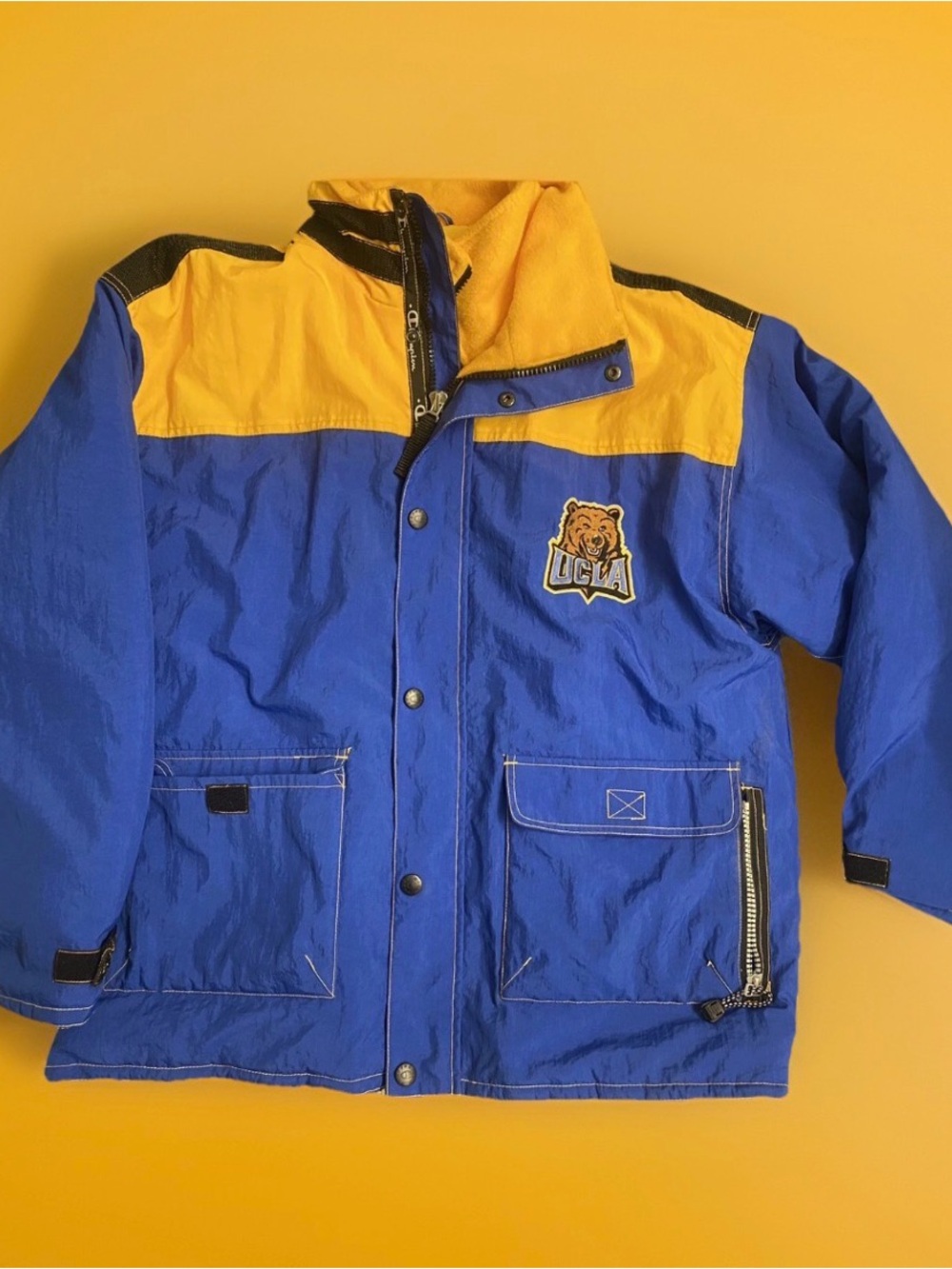 Champion Blue & Yellow Mens Puffer Jacket with UCLA Patch